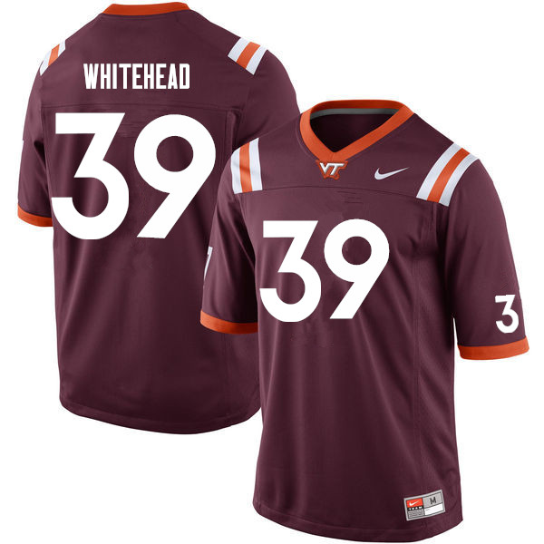 Men #39 Byron Whitehead Virginia Tech Hokies College Football Jerseys Sale-Maroon